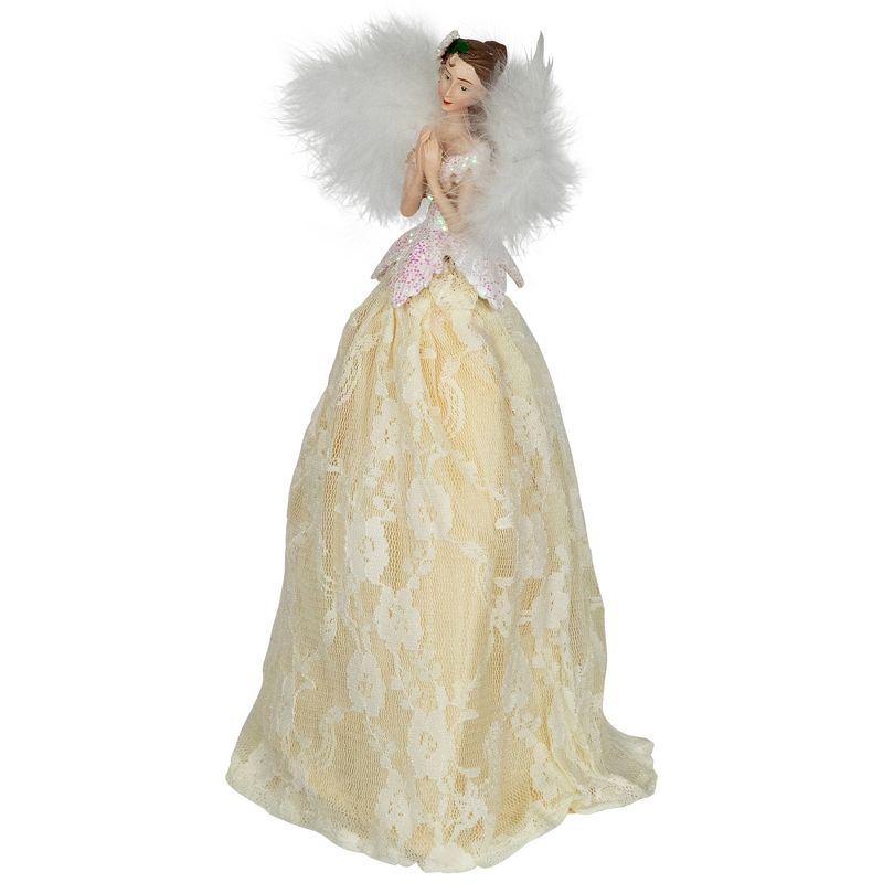 Northlight 10" Champagne and White Angel Christmas Tree Topper, Unlit, 3 of 5