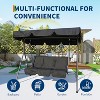 3-Seater Outdoor Porch Swing Chair with Adjustable Canopy, Heavy-Duty Steel Frame, 600 Lb Capacity, Weatherproof Cushions - 4 of 4