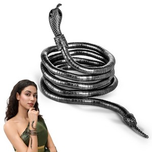 Joyfy Halloween Dress Up Party Favors, Bendable Snake Bracelet & Necklace for Women Flexible Adjustable Arm Cuff Jewelry Halloween Costume Accessory - 1 of 4