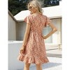 Womens Maternity Dress Ruffled Shirred Dress Floral Sundress with Flutter Cap Sleeve V Neck Flowy Midi Dress Flowy Gathered Hem Dress - 4 of 4