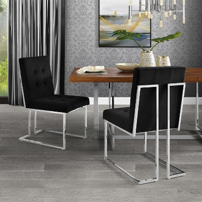 Inspired Home Vanderbilt Armless Dining Chair with Stainless Steel Frame (Set of 2)