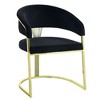 Royal Hampton 22 Inch Side Dining Chair, Gold Base, Padded Black Velvet - 2 of 4