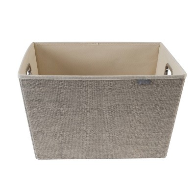 Beige Faux Jute Large Grommet Storage Bin