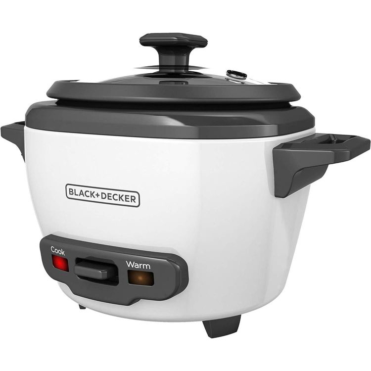 BLACK+DECKER 3-Cup Rice Cooker, RC503, 1.5-cup Uncooked Rice, Steaming Basket, Removable Non-Stick Bowl, One Touch