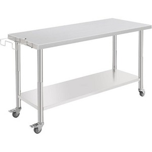 Commercial Stainless Steel Table for Prep & Work, 60 x 24 in Kitchen Food Prep Table with Adjustable Under Shelf and Hooks, for Warehouse,Garage - 1 of 1