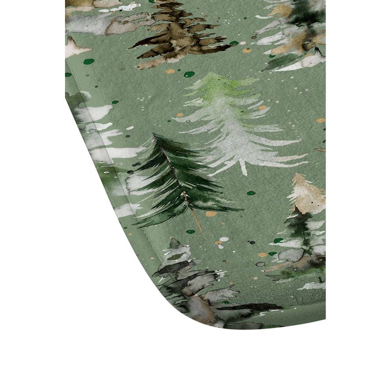 Ninola Design Watercolor Pine Spruces Christmas Memory Foam Bath Mat - Deny Designs, 4 of 5
