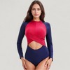 Anna-Kaci Swim Women's Long Sleeve One Piece Swimsuit with Cut-Out Waist and Cross Front Detail - 4 of 4
