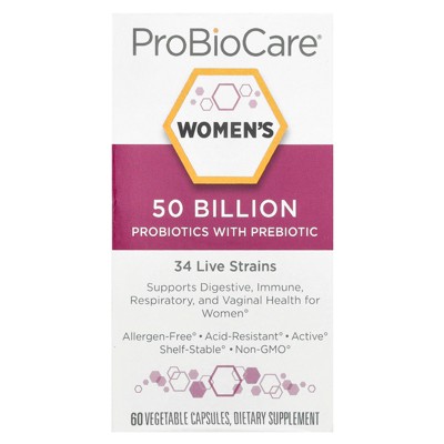 ProBioCare Women's Probiotics With Prebiotic, 50 Billion, 60 Vegetable Capsules