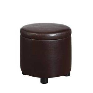 Round Accent Storage Ottoman Espresso - Breighton Home