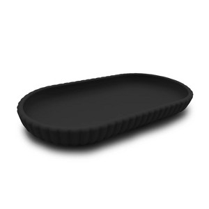 LunaLulinlk Soap Dish Rubberized Plastic Ribbed Accessory Tray, Black - 1 of 4