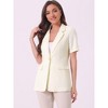 Allegra K Women's Office Work Lapel Short Sleeve Button Down Open Front Blazers with Pockets - 4 of 4