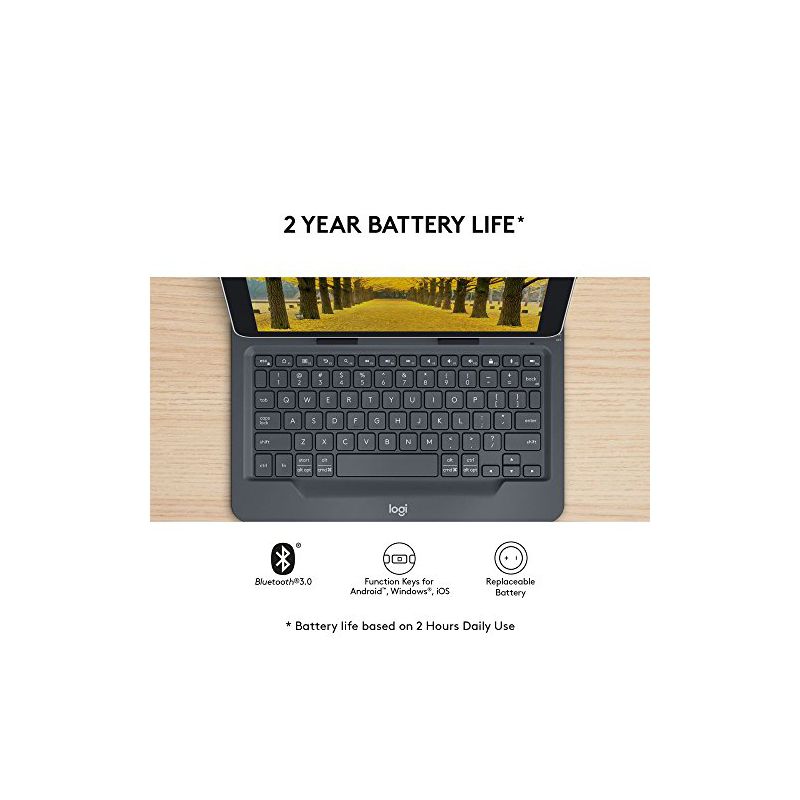 Logitech Universal Folio with Integrated Bluetooth 3.0 Keyboard for 9-10" Apple, Android, Windows Tablets, 4 of 5