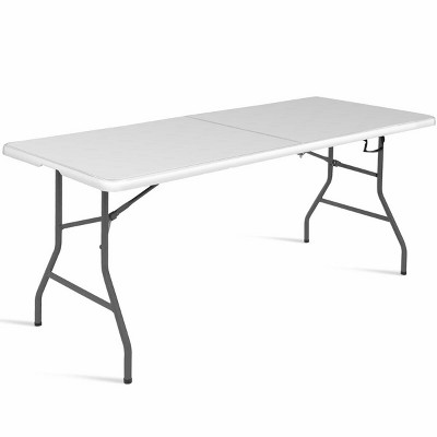 6-Foot White HDPE Folding Picnic Table with Steel Frame