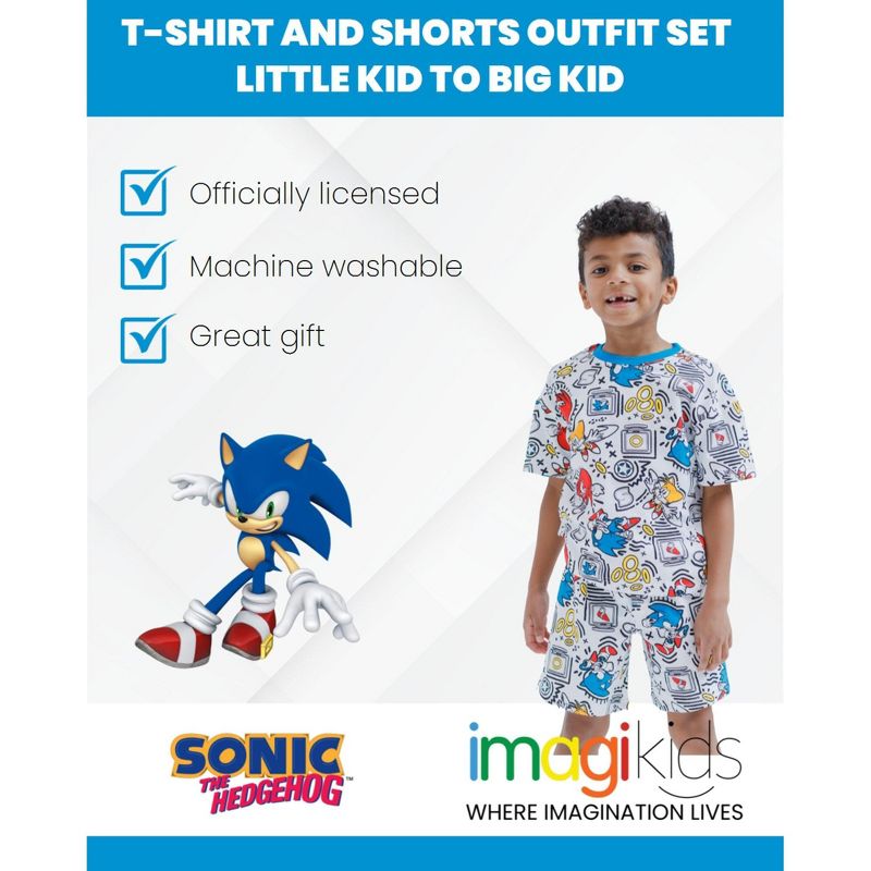 Sonic the Hedgehog French Terry T-Shirt and Bike Shorts Outfit Set Little Kid to Big Kid, 3 of 8