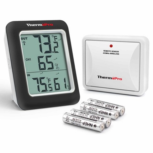 Thermopro Tp60sw Digital Hygrometer Indoor Outdoor Thermometer Wireless  Temperature And Humidity Gauge Monitor Room Thermometer In Black : Target