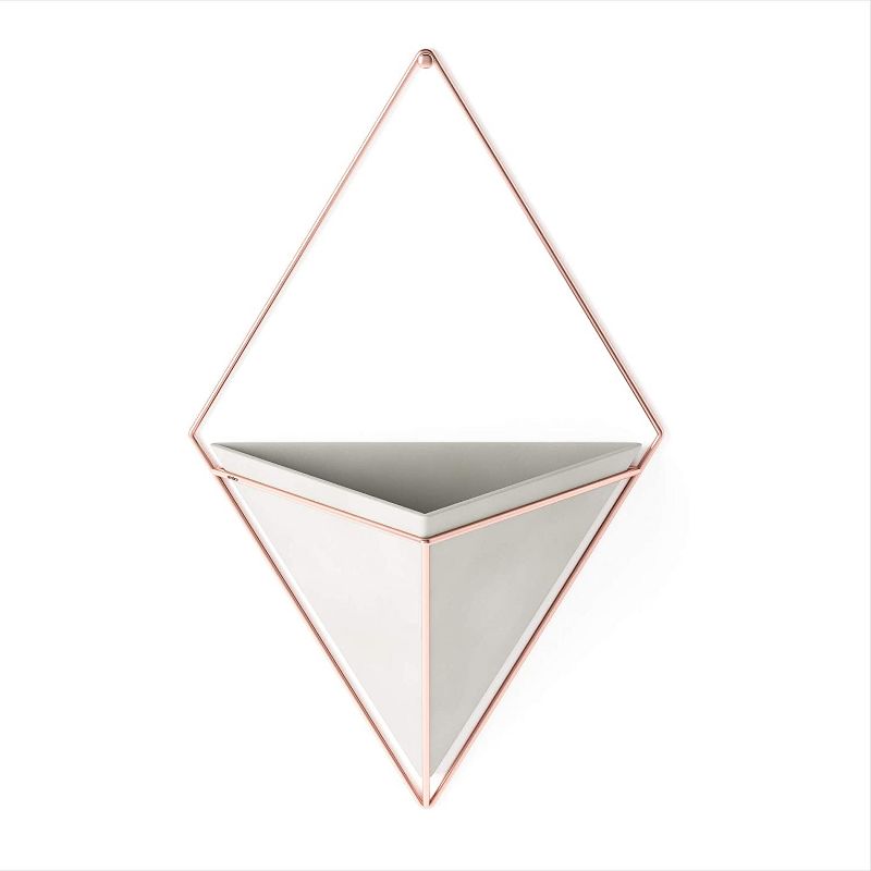 Umbra Trigg Hanging Planter Vase & Geometric Wall Decor - Great For Plants, Large, Concrete/Copper, 2 of 9