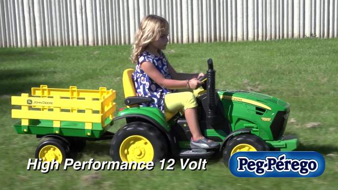 Peg Perego John Deere 12V Heavy Duty Tractor Powered Ride-On - Green, 2 of 10, play video