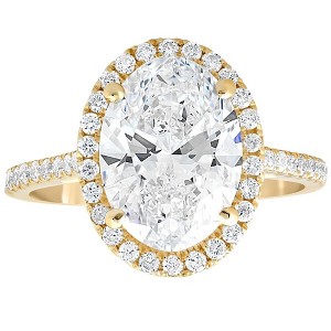 Pompeii3 3 1/2Ct Oval Moissanite & Diamond Halo Engagement Ring 14k Yellow Gold - 1 of 4