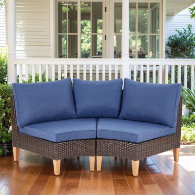 Gymojoy 2 Pieces Patio Furniture Set All-Weather Outdoor Wicker Sectional Sofa