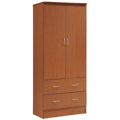 2 Door Armoire With 2 Drawers And Clothing Rod In Cherry Hodedah