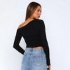 Clearlove One Off Shoulder Long Sleeve Tops for Women Ruched Going Out Crop Shirts Slim Blouse - 4 of 4