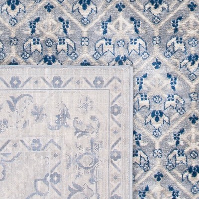 Navy and Light Grey Synthetic 4' x 6' Hand-Knotted Area Rug
