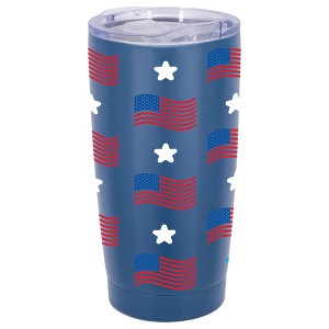 100 North 20 Ounce Stainless Steel On the Go Travel Tumbler With Push Top Lid, Stars and Stripes Blue - 1 of 4