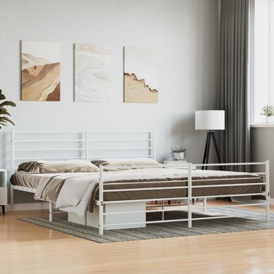 vidaXL Metal Bed Frame with Headboard and Footboard White 76 in.x79.9 in. King
