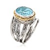 Ross-Simons 5.00 Carat Blue Topaz Openwork Ring in Sterling Silver and 14kt Yellow Gold - 3 of 4