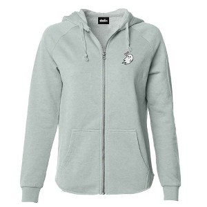 Dalix Heartly Ghost Embroidered Fleece Zip Hoodie Cold Fall Winter Women - 1 of 4