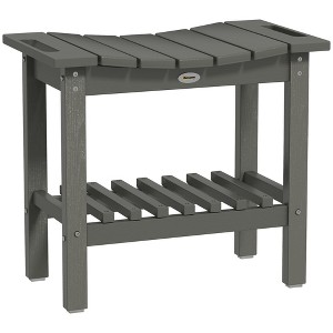 Outsunny 2-Tier Outdoor Side Table, Weather Resistant Shower Bench with Handles, Non-Slip Pads - 1 of 4