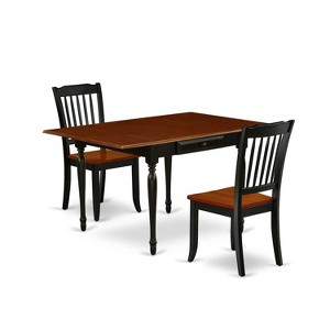 HomeStock 3-Piece Black and Cherry Finish Solid Wood Top With Dropleaf Dining Table Set - 1 of 4