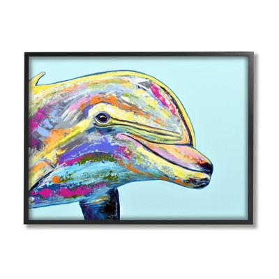 Stupell Industries Marine Life Dolphin Turquoise Accent Framed Giclee