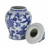 Sagebrook Home 10" Temple Jar - White and Blue Chinoiserie Design - Contemporary Glam Ceramic Temple Jar For Indoor - 3 of 4