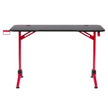 Conqueror Gaming Desk with Led Lights Black and Red - CorLiving