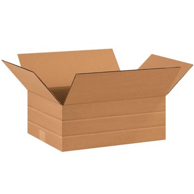 The Packaging Wholesalers Multi-Depth Corrugated Boxes 16" x 12" x 6" Kraft 25/Bundle BS161206MD