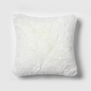 Faux Fur Square Throw Pillow White - Simply Shabby Chic