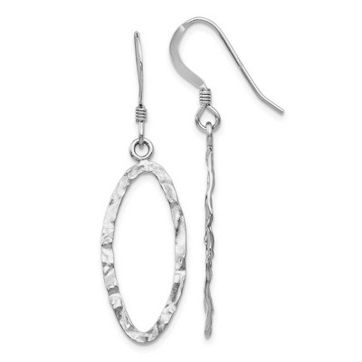 Black Bow Jewelry 25mm Hammered Oval Dangle Earrings in Sterling Silver