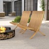 Tangkula 2 PCS Folding Patio Chair Teak Wood Outdoor Lounge Chair w/ Slatted Seat & Backrest - 2 of 4