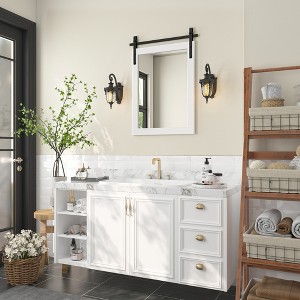 APRILSOUL Farmhouse Rectangle Framed Wall Bathroom Vanity Mirror Accent Mirror - 1 of 4