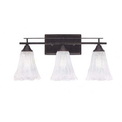 Toltec Lighting Uptowne 3 - Light Vanity in  Dark Granite with 5.5" Fluted Italian Ice Shade