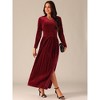 INSPIRE CHIC Women's Elegant V Neck Long Sleeve High Waist Split Hem Dress - 2 of 4