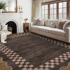 Washable Area Rug Soft Non-Slip Scalloped Carpet - 1 of 4