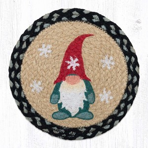 Earth Rugs Winter Gnome Jute Trivet – Hand-Stenciled Christmas Kitchen Accent - 1 of 3