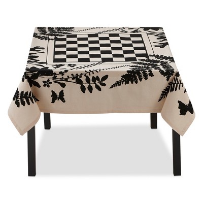 tagltd Fern Black and Ivory CheckerboardTablecloth, 60"L x 60"W.