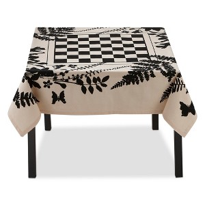 tagltd Fern Black and Ivory CheckerboardTablecloth, 60"L x 60"W. - 1 of 2