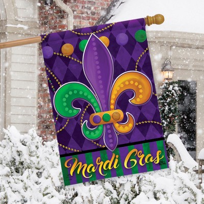 Mardi Gras Fleur-De-Lis Double Sided Outdoor House Flag 40" x 28"