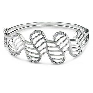 EVERLY JEWELRY | Sterling Silver 1.32 CT TGW Cubic Zirconia Bangle Bracelet, 7 inch - 1 of 1