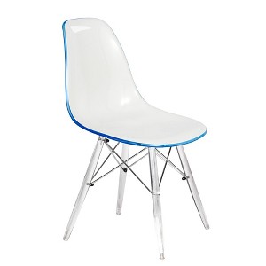 LeisureMod Cresco Mid-Century Modern Acrylic Dining Chair with Acrylic Dowel Eiffel Legs – Kitchen & Dining Room Chair - 1 of 4