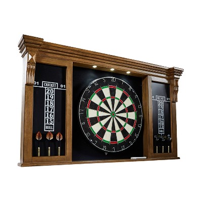 Barrington Woodhaven Premium Bristle Dartboard Cabinet set with LED lights